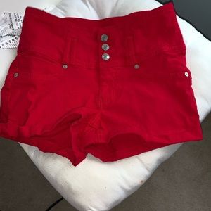 Red High Waisted shorts